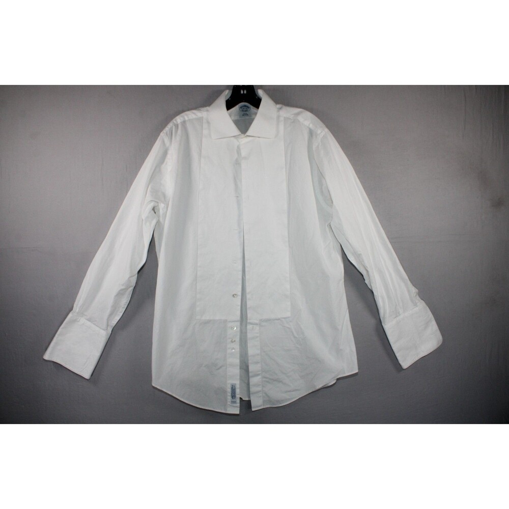 Brooks Brothers White Tuxedo Dress Shirt Slim Fit 16.5 34 French Cuff Cotton